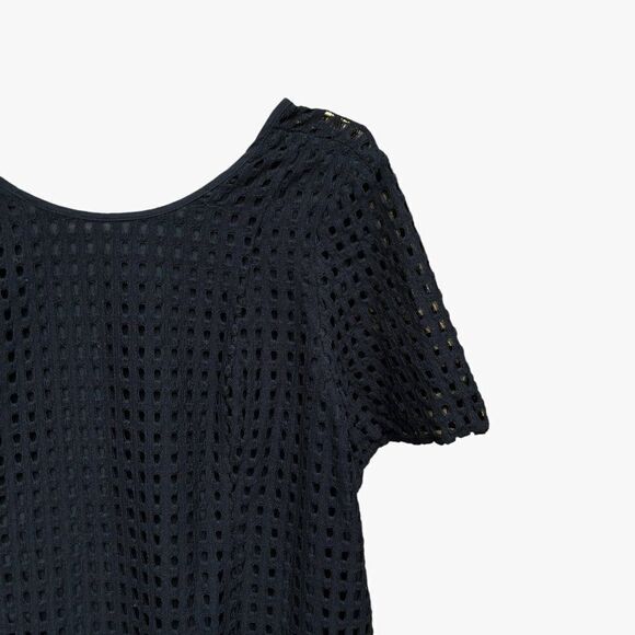 BCBGeneration Black Square Eyelet Lace Short Sleeve Open Back Dress - Picture 3 of 8